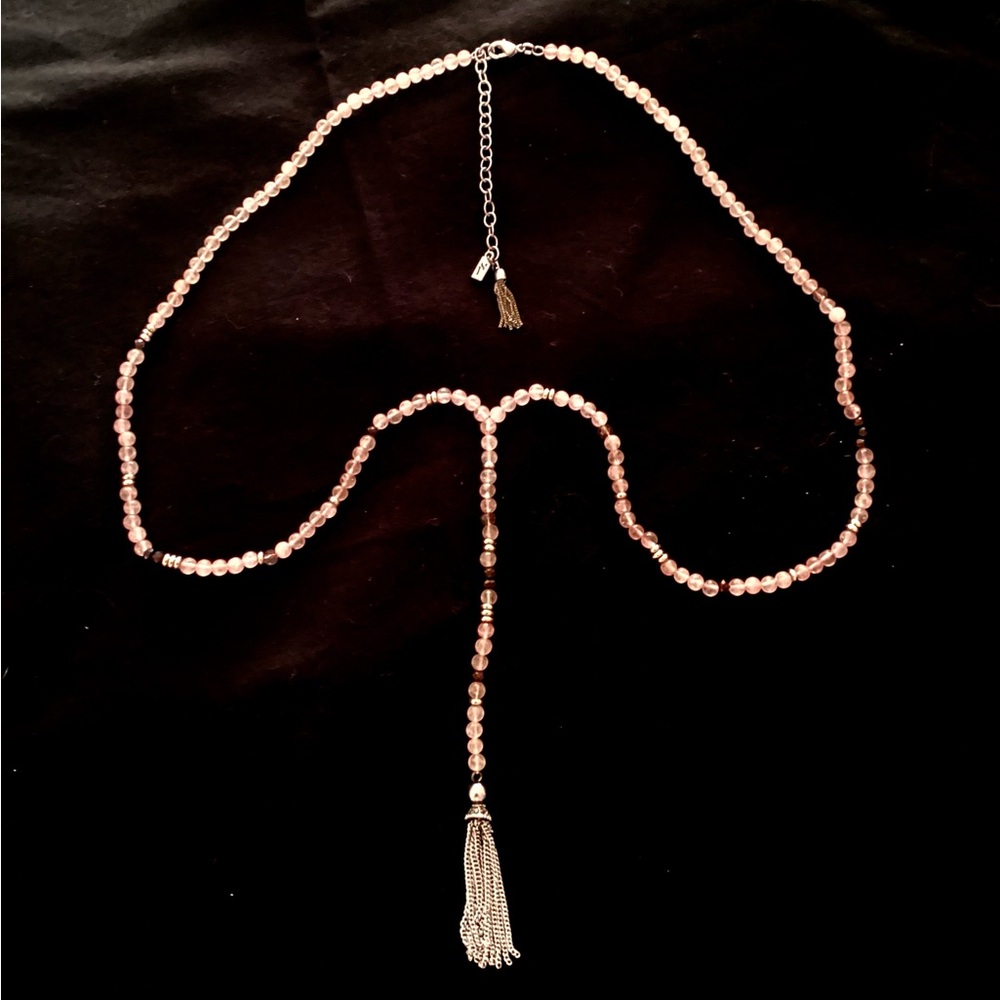 Simply Vera Vera Wang lavaliere of pink glass and silver tone beads